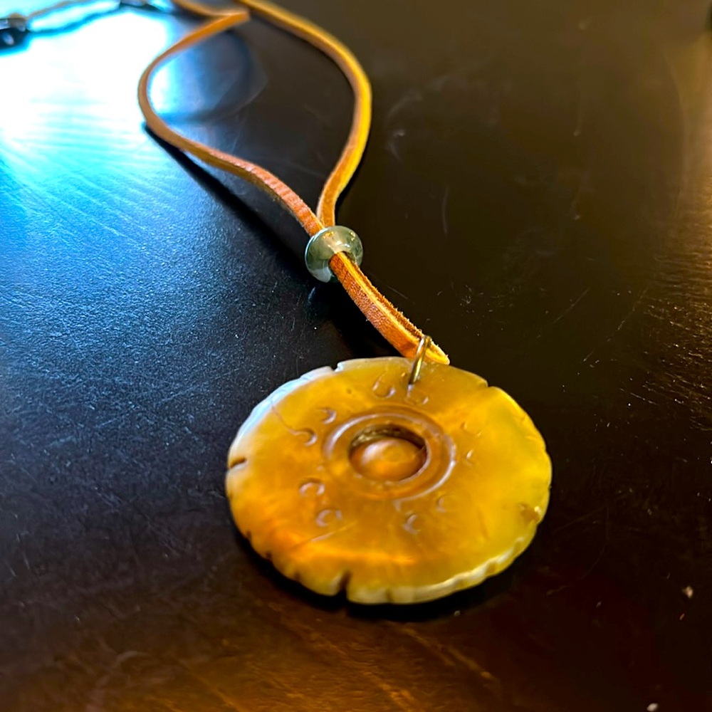 Agate, genuine, leather, Indian agate handmade Chicago one-of-a-kind 16 in. NWT